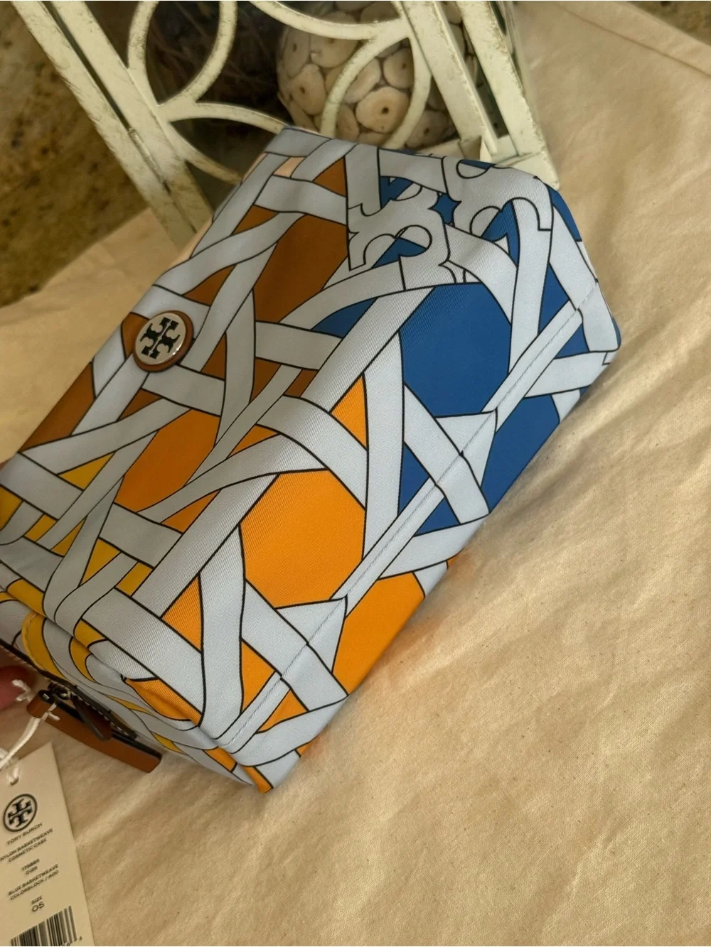 Tory Burch Multicolor Geometric Print Cosmetic Pouch